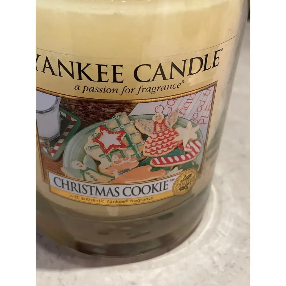 Yankee Candle 10 oz glass jar Christmas Cookie yellow Fragrance New